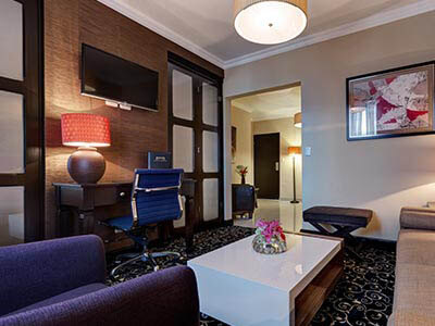 Picture of a junior suite living area.