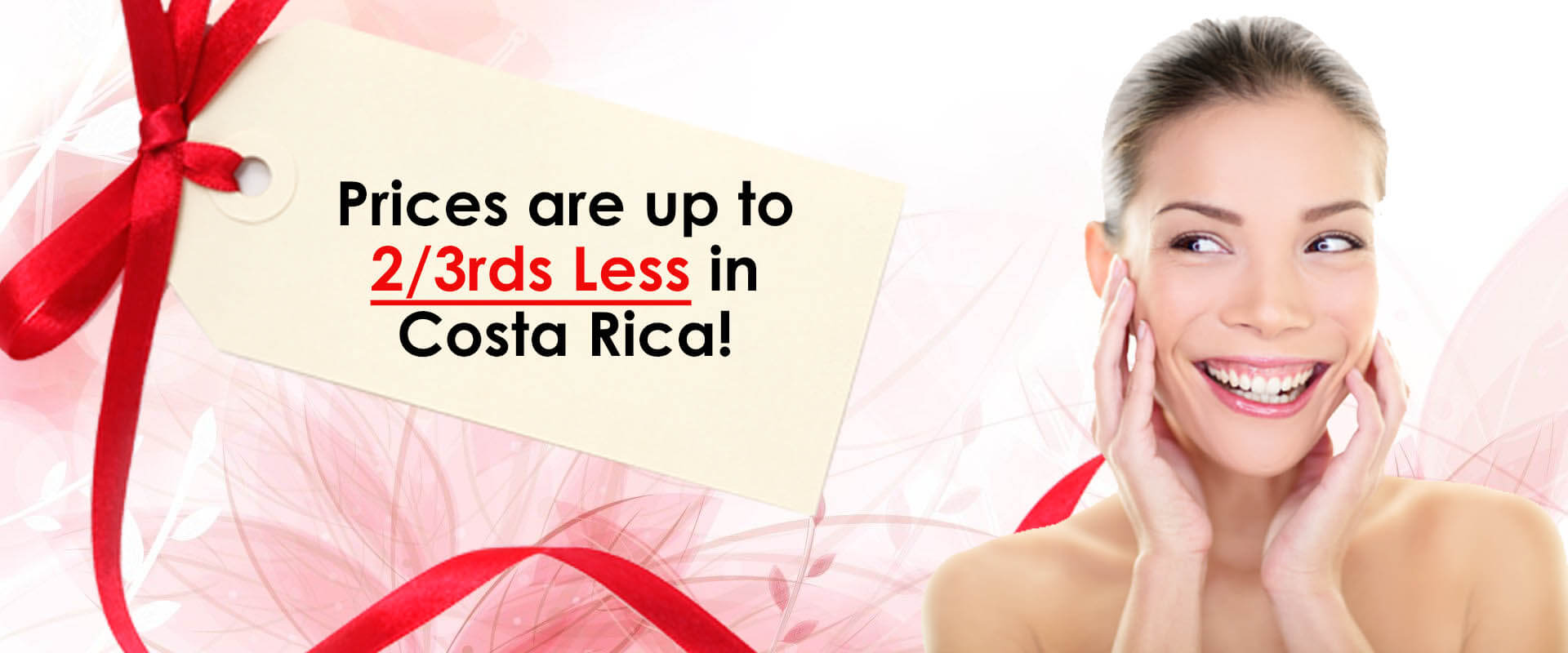 Picture of a smiling woman happy with news that plastic surgery prices are up to 2/3rd's less in Costa Rica.
